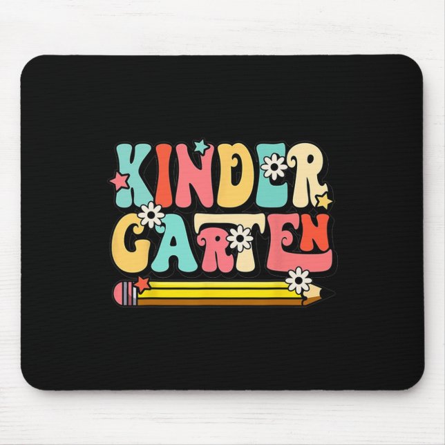 Groovy Hello Kindergarten Vibes Retro Teacher Back Mouse Pad (Front)