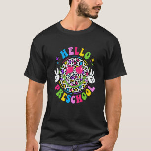 Groovy Hello Preschool Vibes Retro Teachers Back T T-Shirt