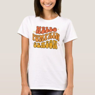 Groovy Hello Pumpkin Season Retro Autumn Sparkle T-Shirt