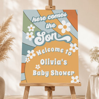 Groovy Here Comes the Son Welcome Sign