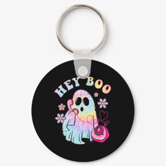 Groovy Hey Boo Cute Ghost Funny Halloween Girls Wo Keychain