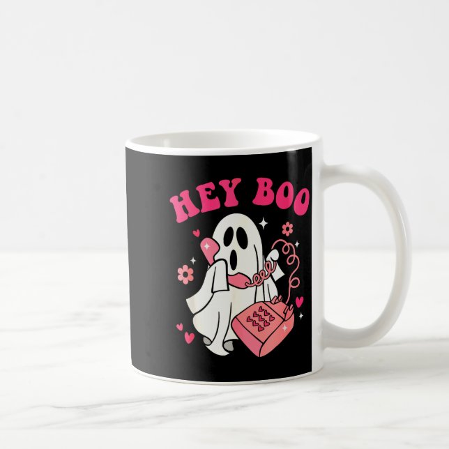 Groovy Hey Boo Cute Ghost Funny Halloween Mens Wom Coffee Mug (Right)