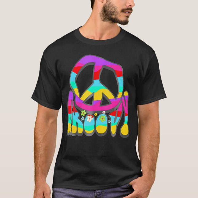 Groovy Hippie 60S 70S Peace Sign 1970S Flower Powe T-Shirt (Front)