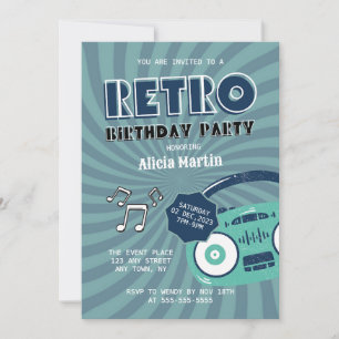 Groovy Hippie 70s Retro Music Birthday Party Invitation