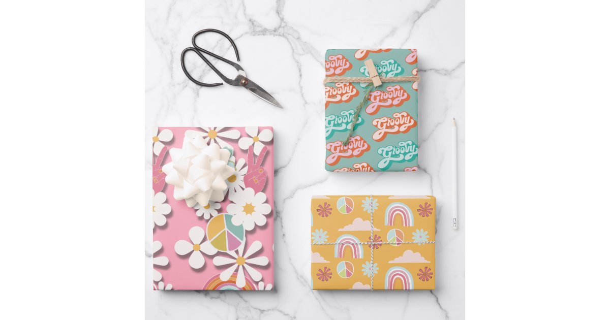 Groovy Hippie Birthday Party Wrapping Paper Sheets | Zazzle
