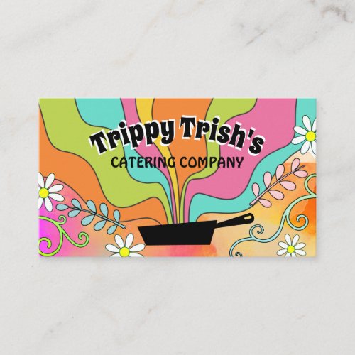 Groovy hippie chef catering cooking skillet foodie business card