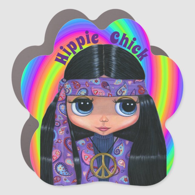 Groovy Hippie Chick in Purple Peace Sign Headband (Front)