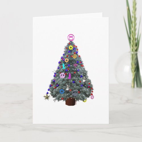 Groovy Hippie Christmas Tree Holiday Card