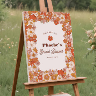 Groovy Hippie Floral Terracotta Bridal Shower Sign