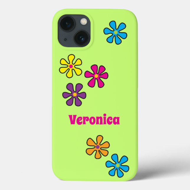 Groovy Hippie Flower Custom Name Case-Mate iPhone Case (Back)