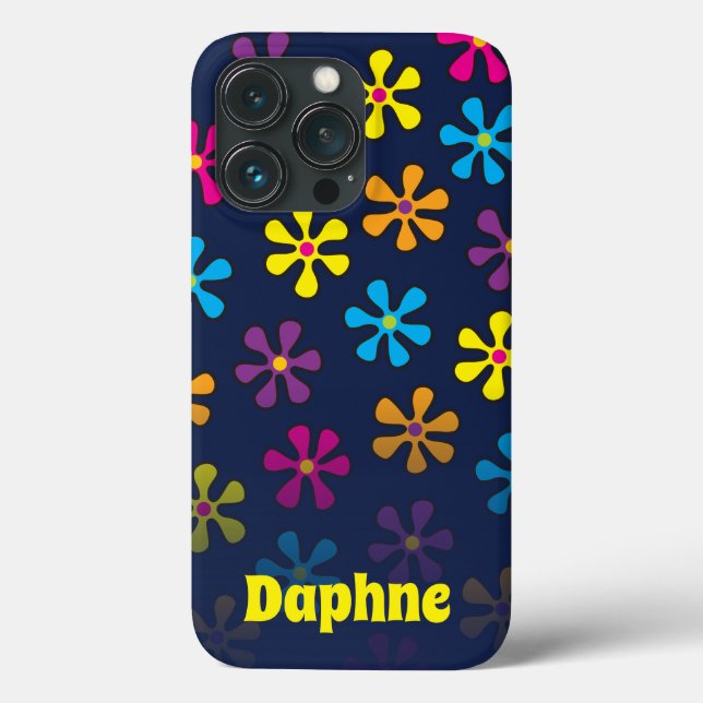 Groovy Hippie Flower Custom Name Case-Mate iPhone Case (Back)