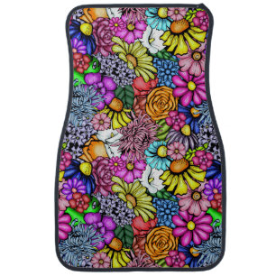 Groovy Hippie Flowers Car Floor Mat