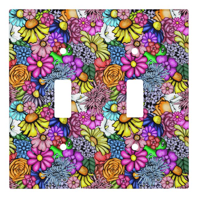 Groovy Hippie Flowers Light Switch Cover (Front)