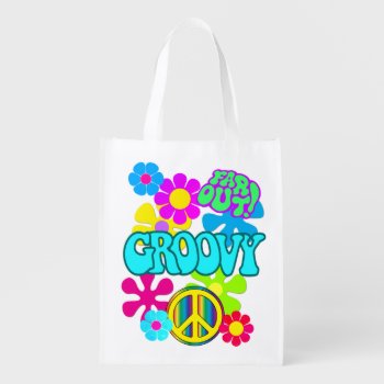 Groovy Hippie  Grocery Bag by KRStuff at Zazzle