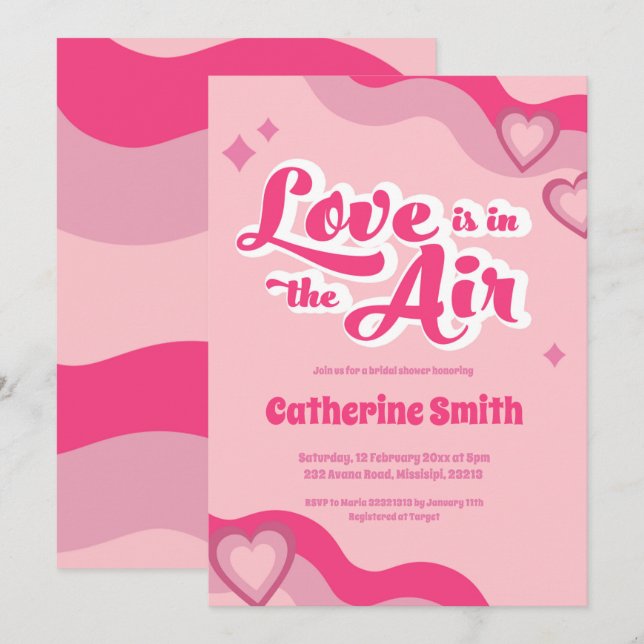 Groovy Hippie Heart Bridal Shower Invitation (Front/Back)