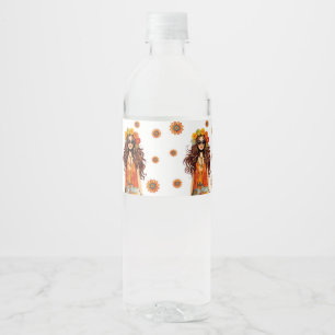 Groovy Hippie Hippy 1970s Themed Birthday Party Water Bottle Label