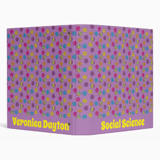 Groovy Hippie Peace and Flower Shower 3 Ring Binder