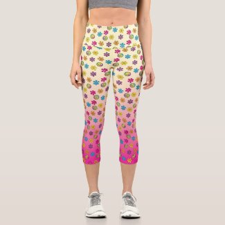 Groovy Hippie Peace and Flower Shower pink fade
