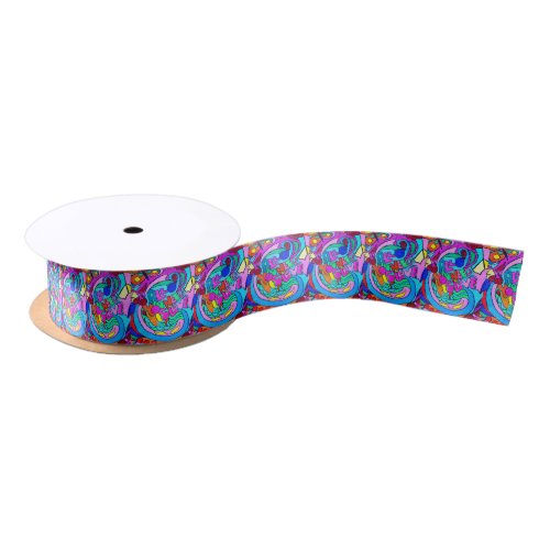 groovy hippie peace and love satin ribbon