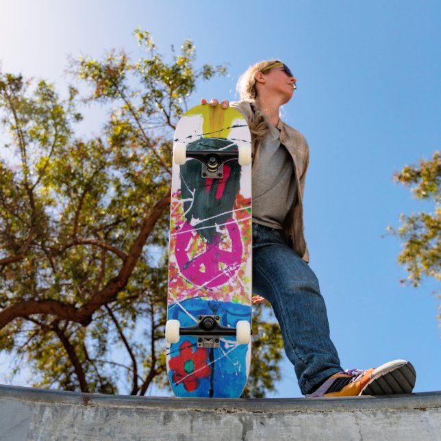 Groovy Hippie Peace Sign Skateboard Deck (Outdoor 1)