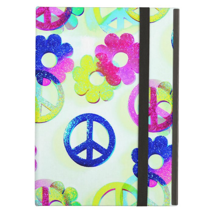 Groovy Hippie Peace Signs Flower Power Sparkle Pat iPad Cases