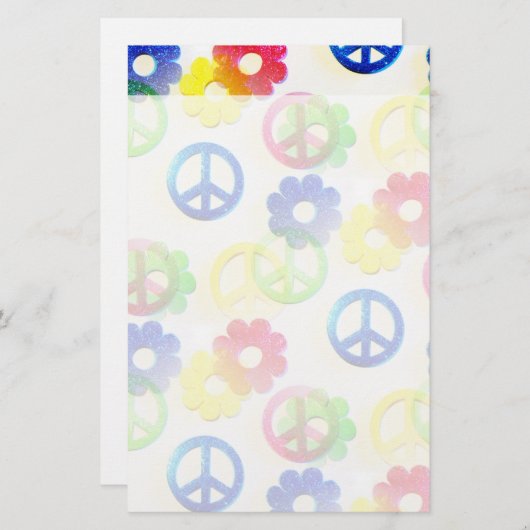 Groovy Hippie Peace Signs Flower Power Sparkles (Front/Back)