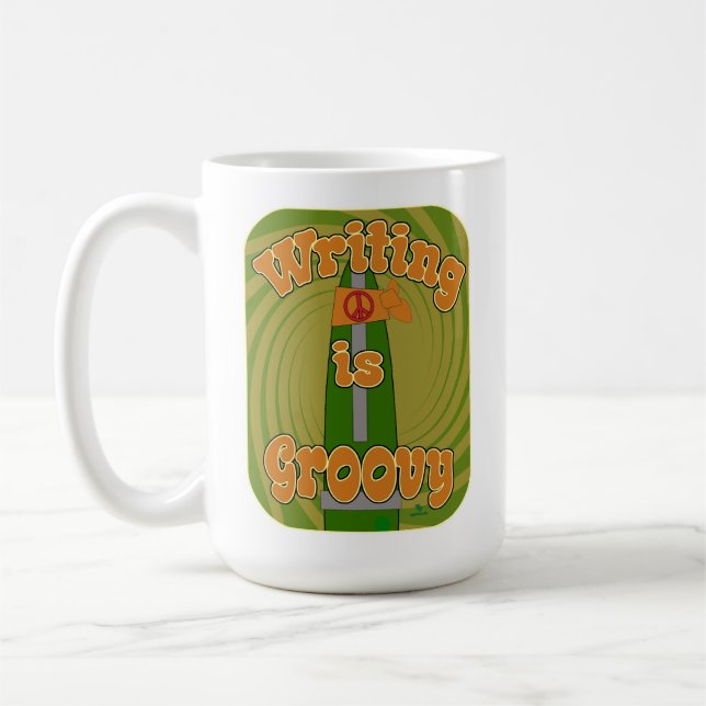  Groovy Hippie Pen Funny Writer Style Coffee Mug (Left)