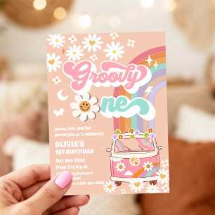 Groovy Hippie Rainbow Birthday Invitation