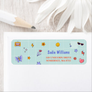 Groovy Hippie Retro Birthday Party Label
