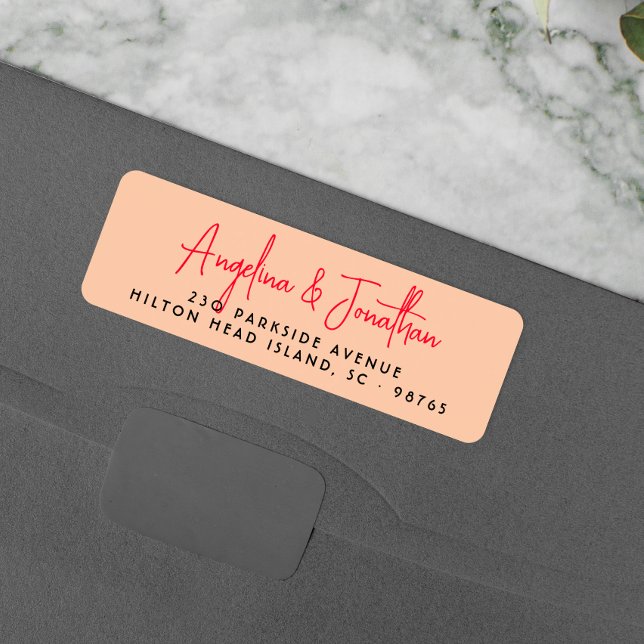 Groovy Hippie Retro Calligraphy Return Address Label (Return Address Label Mock-up)