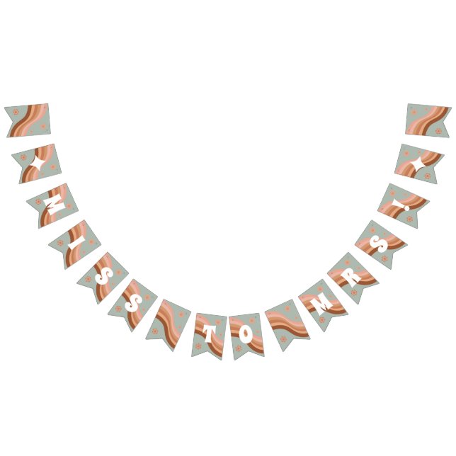 Groovy Hippie Retro Miss to Mrs Bridal Shower Bunting Flags (All)
