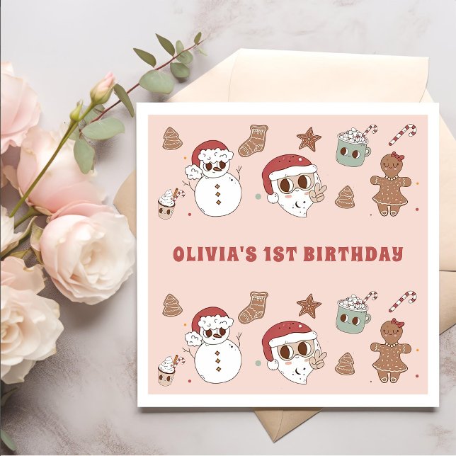 Groovy Hippie Santa Christmas Birthday  Napkins (Creator Uploaded)