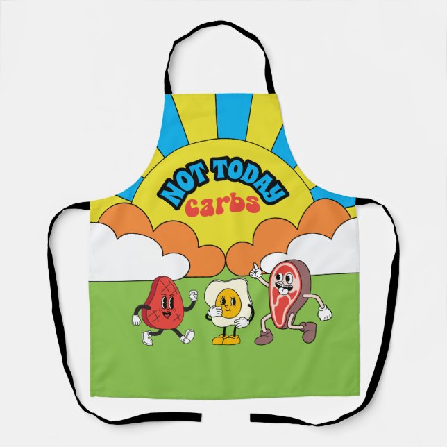 Groovy hippie steak eggs keto carnivore low carb apron (Front)
