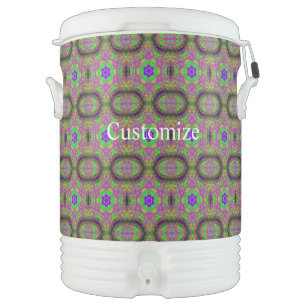 Groovy hippie-style colorful beverage cooler