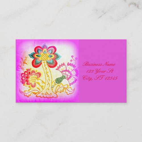 groovy hippie_style palm tree pink business card