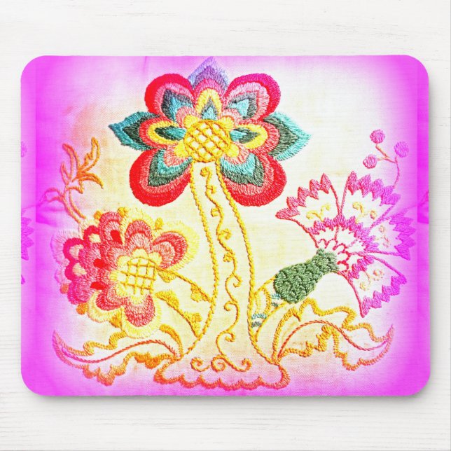 groovy hippie style pink palm tree mousepad (Front)