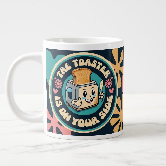 Groovy hippie toaster thumbs up optimism giant coffee mug (Left)