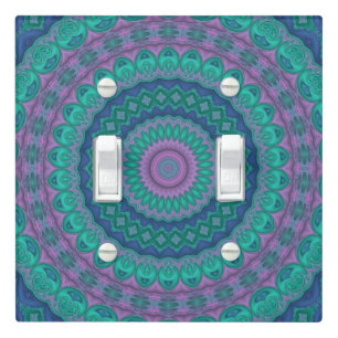 Groovy Hippie Trippy Colorful Jewel Tone Mandala Light Switch Cover