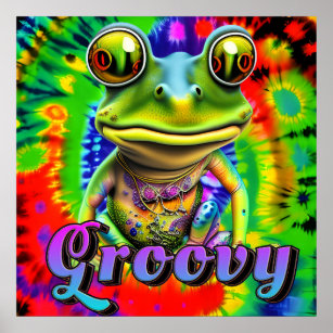 Groovy Hippie Trippy Frog Psychedelic Poster