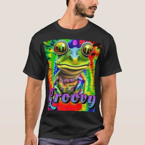 Groovy Hippie Trippy Frog Psychedelic T_Shirt