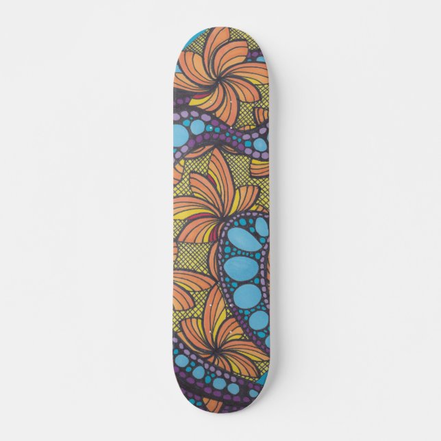 Groovy, hippy, boho style, colourful skateboard (Front)