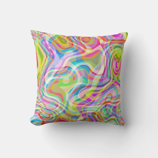 Groovy Hippy Retro Rainbow Surface Pattern  Throw Pillow (Front)
