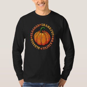Groovy Hippy Teacher Thankful Grateful Blessed Fal T-Shirt