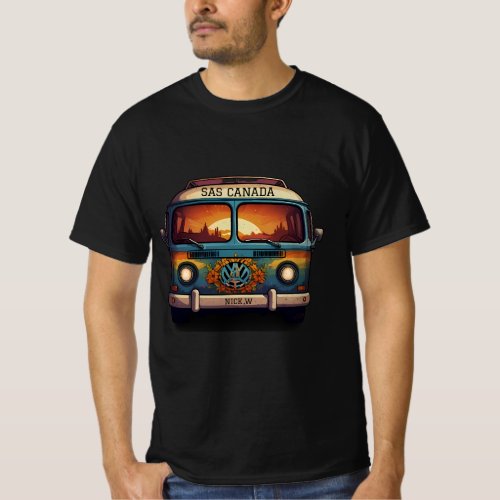 Groovy Hippy Van design Retro Peace and Love  T_Shirt