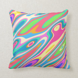 Groovy Hipster Retro Rainbow Surface Pattern  Throw Pillow