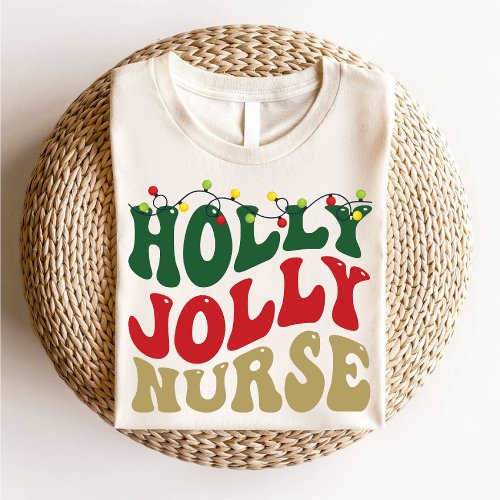 Groovy Holly Jolly Nurse Christmas Party White T_Shirt