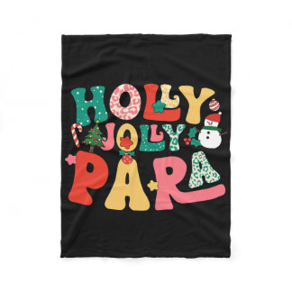 Groovy Holly Xmas Jolly Para Merry Christmas Vibes Fleece Blanket