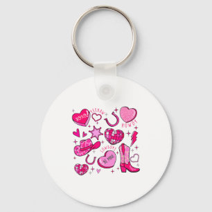 Groovy Howdy Valentine Western Valentines Day Cowb Keychain