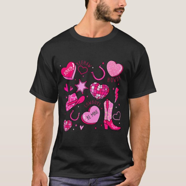 Groovy Howdy Valentine Western Valentines Day Cowb T-Shirt (Front)