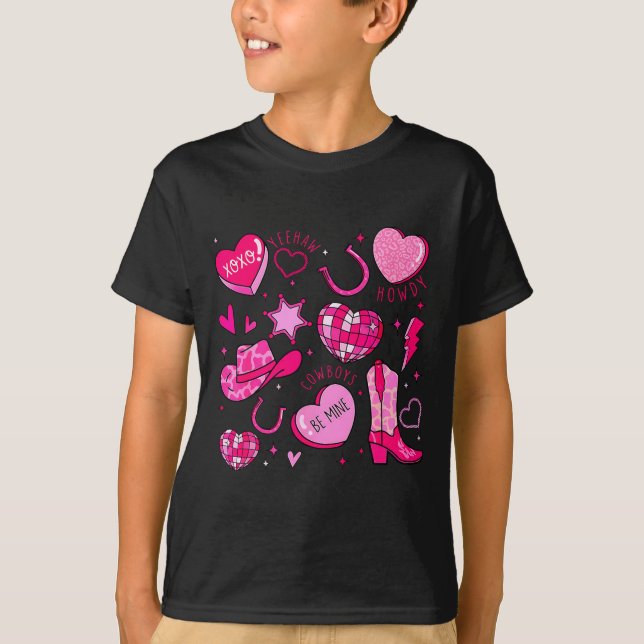 Groovy Howdy Valentine Western Valentines Day Cowb T-Shirt (Front)